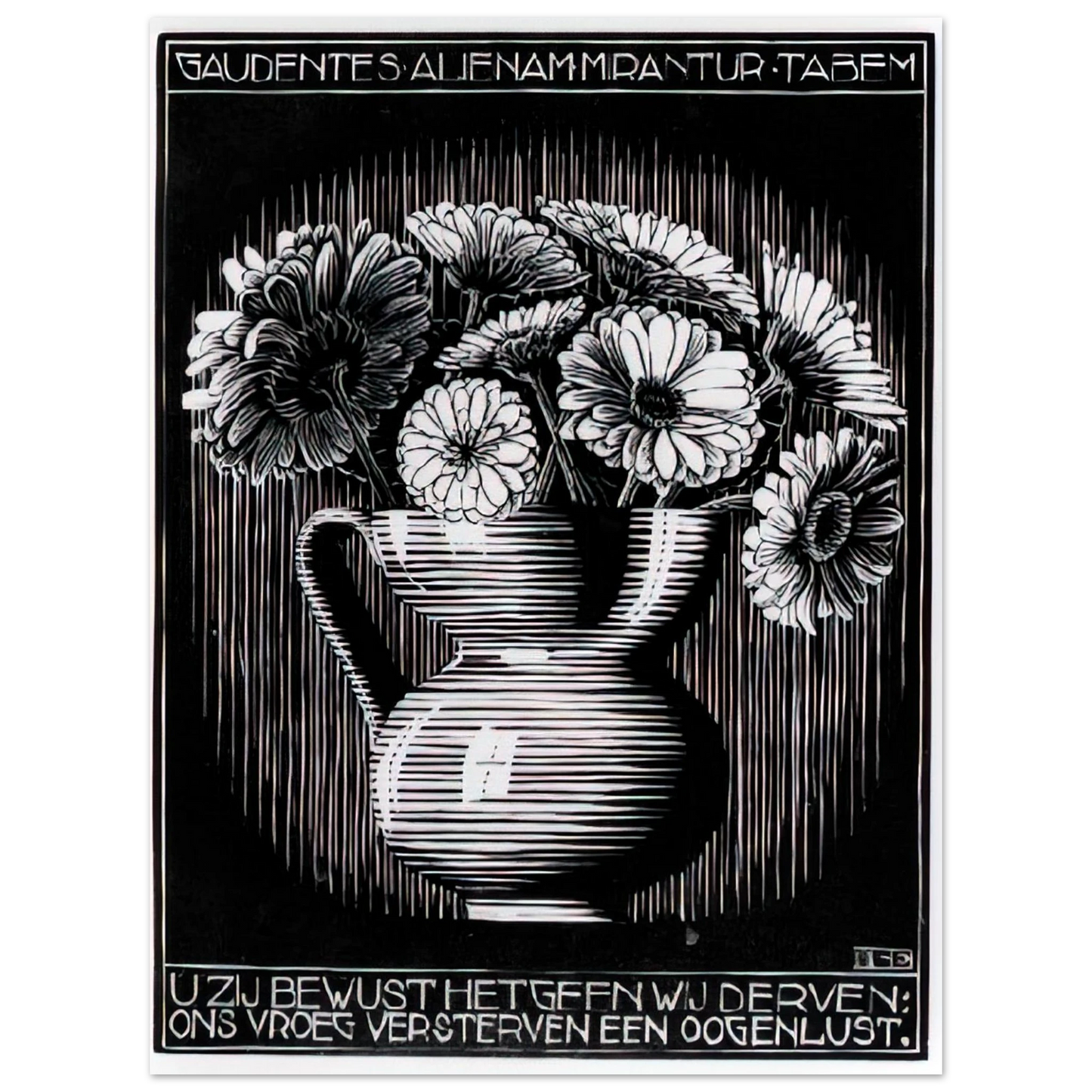 MC Escher - EMBLEMATA VASE Wall Art - 21x29.7 cm / 8x12" - Fine Art Poster - -