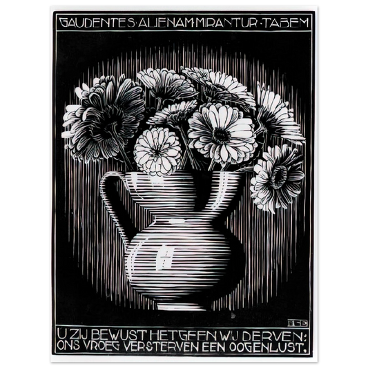 MC Escher - EMBLEMATA VASE Wall Art - 21x29.7 cm / 8x12" - Fine Art Poster - -
