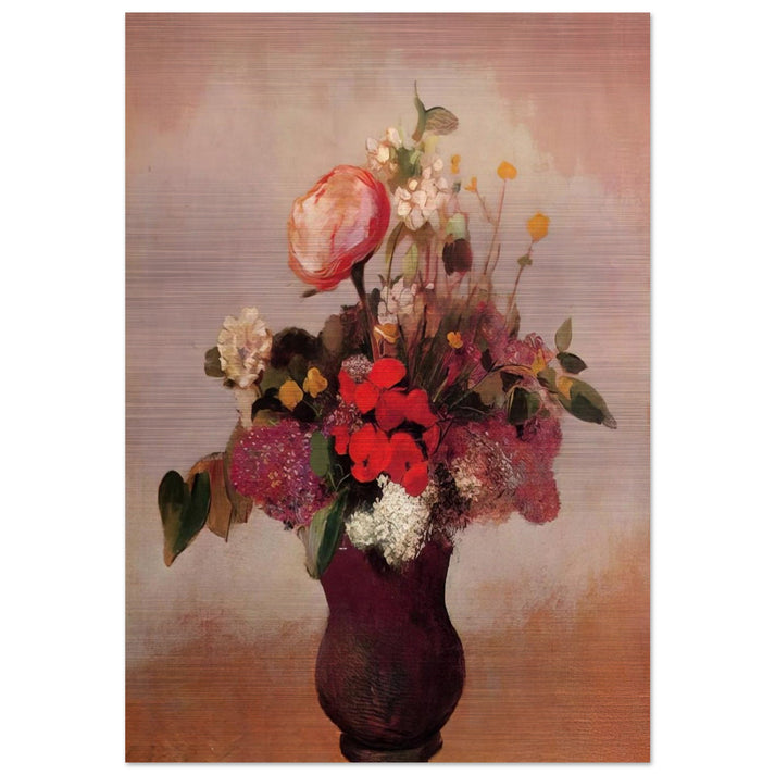 FLOWERS IN AA BROWN VASE - Odilon Redon Brushed Aluminum Print - 70x100 cm / 28x40 inches | Odilon Redon Aluminum Print | Odilon Redon Prints