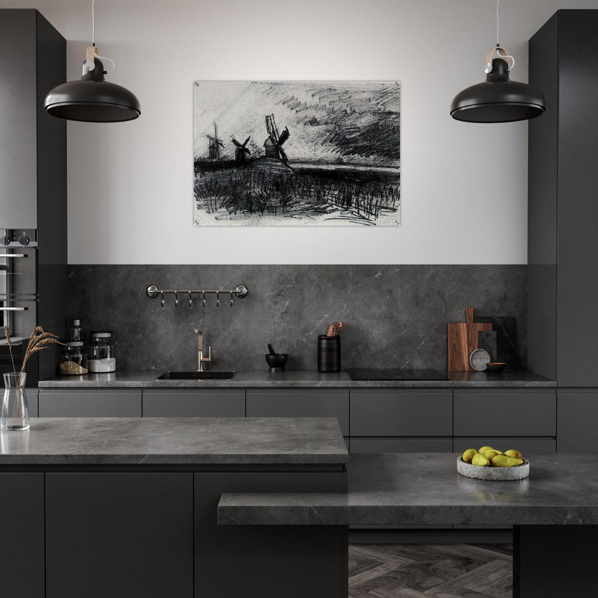 Windmills at Montmartre - Vincent van Gogh Acrylic Print - 70x100 cm / 28x40″ inches