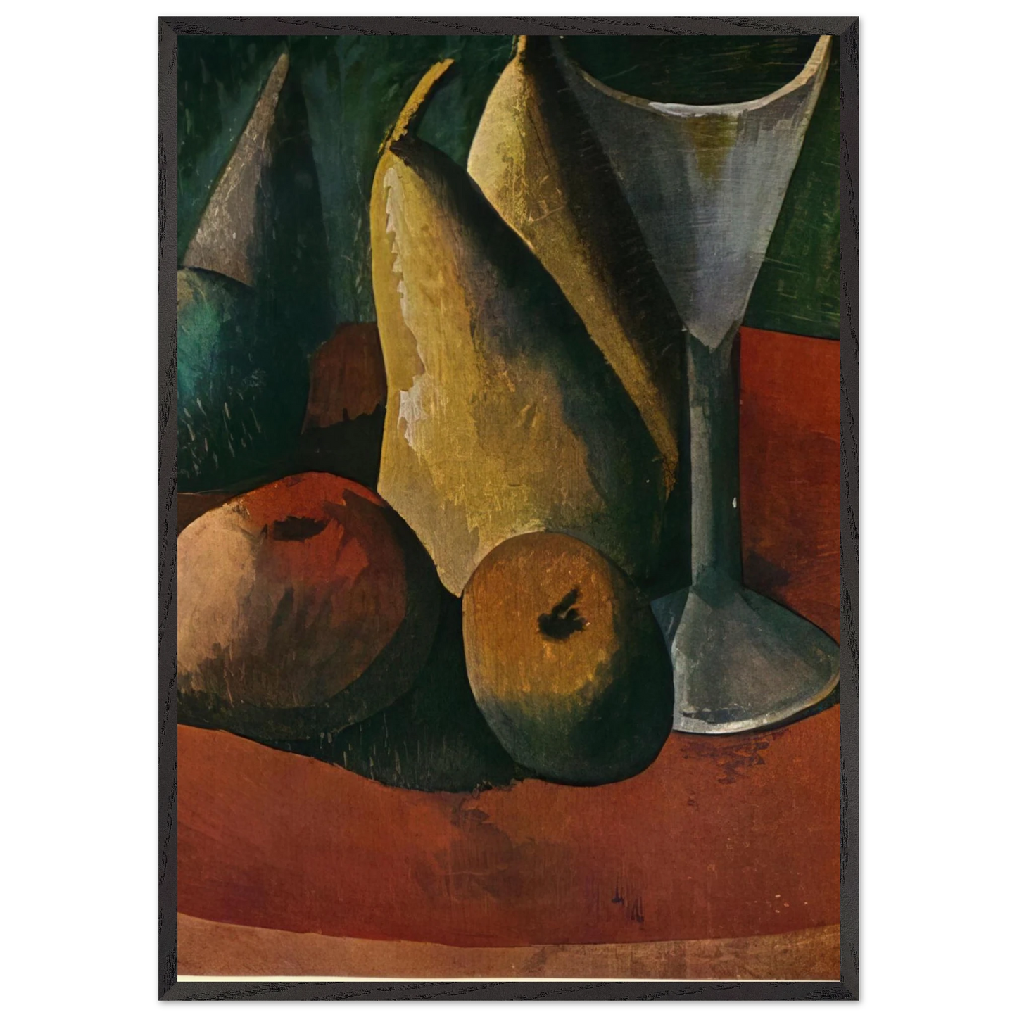 Glass and fruits - Pablo Picasso Framed Art Print – Black Wooden Frame - Default Title - -Framed Art Print