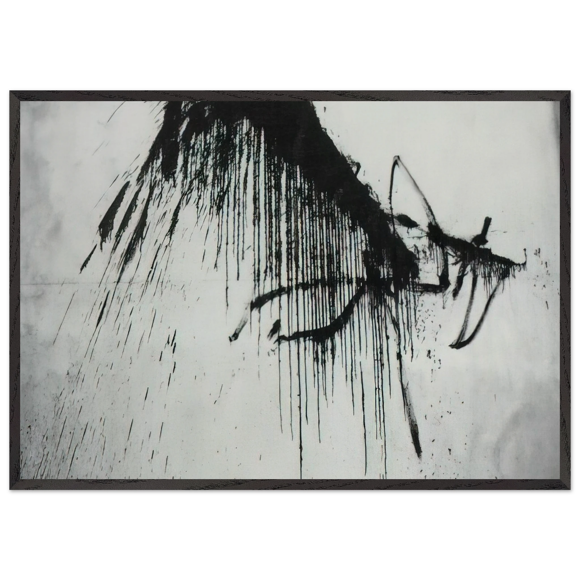 NIGHT IN THE HOTEL ABSTRACT IN BLACK AND WHITE - Salvador Dali Framed Art Print – Black Wooden Frame - Default Title - -Framed Art Print