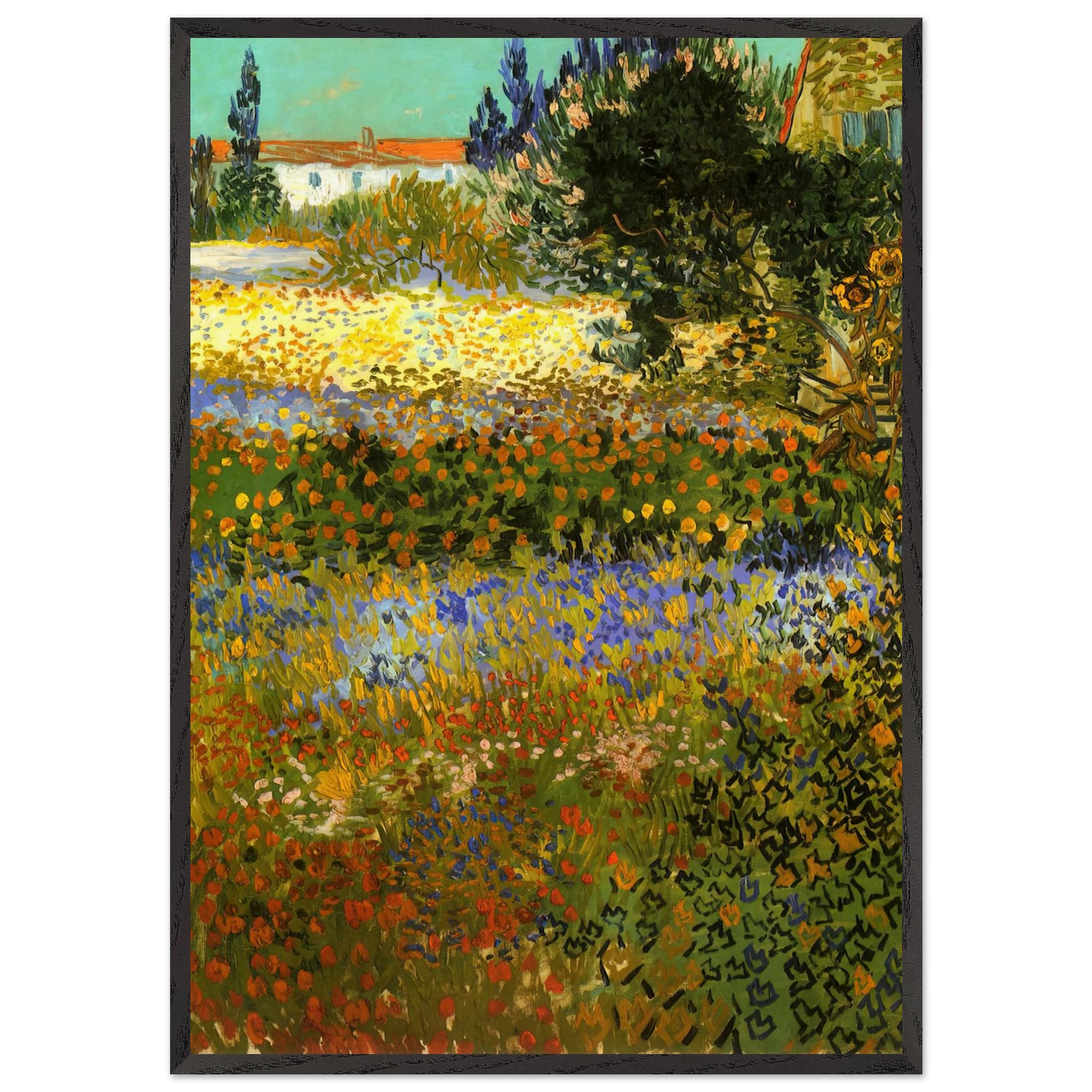 Flowering Garden - Vincent van Gogh Framed Art Print – Black Wooden Frame - Default Title - -Framed Art Print