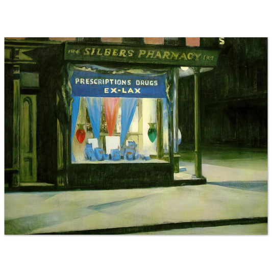 Edward Hopper - Drug Store Fine Art Poster - 13x18 cm / 5x7 inches