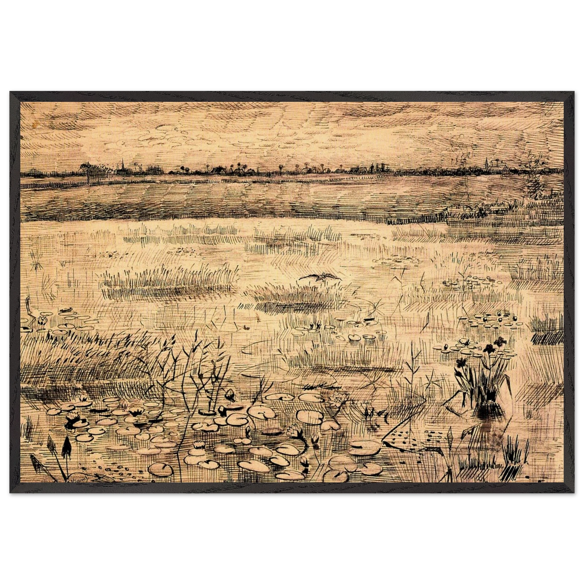 Marsh with Water Lillies - Vincent van Gogh Framed Art Print – Black Wooden Frame - Default Title - -Framed Art Print