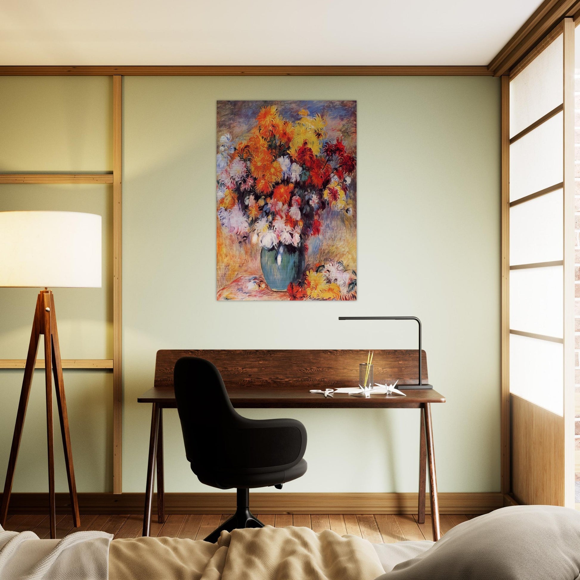 Vase of Chrysanthemums - Pierre-Auguste Renoir Brushed Aluminum Print - 70x100 cm / 28x40 inches | Pierre-Auguste Renoir Aluminum Print | Pierre-Auguste Renoir Prints