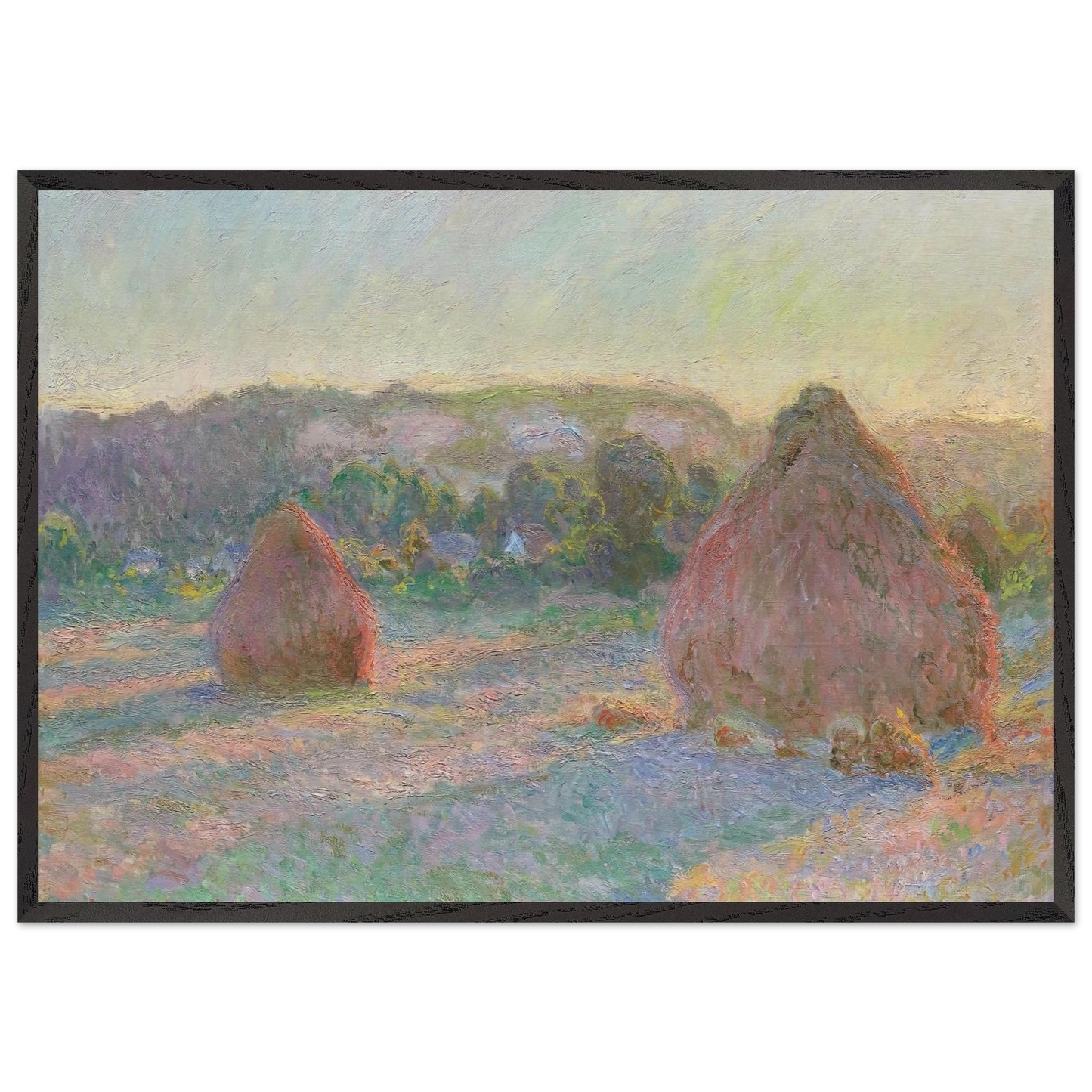 Stacks of Wheat End of Summer - claude monet Framed Art Print – Black Wooden Frame - Default Title - -Framed Art Print