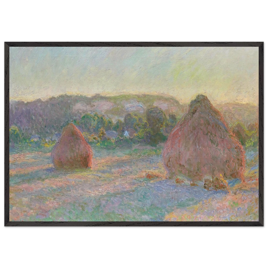 Stacks of Wheat End of Summer - claude monet Framed Art Print – Black Wooden Frame - Default Title - -Framed Art Print