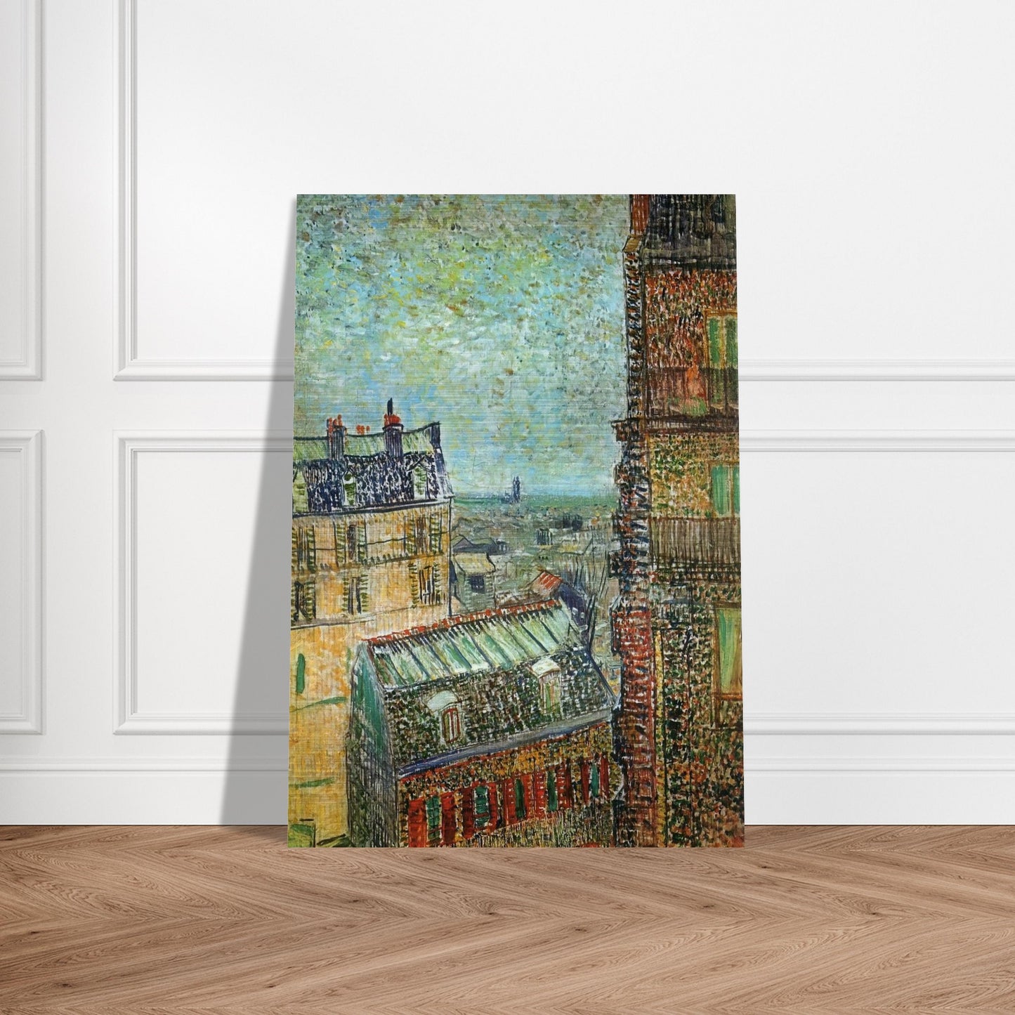 View of Paris from Vincent's Room in the Rue Lepic - Vincent van Gogh Brushed Aluminum Print - 70x100 cm / 28x40 inches | Vincent van Gogh Aluminum Print | Vincent van Gogh Prints
