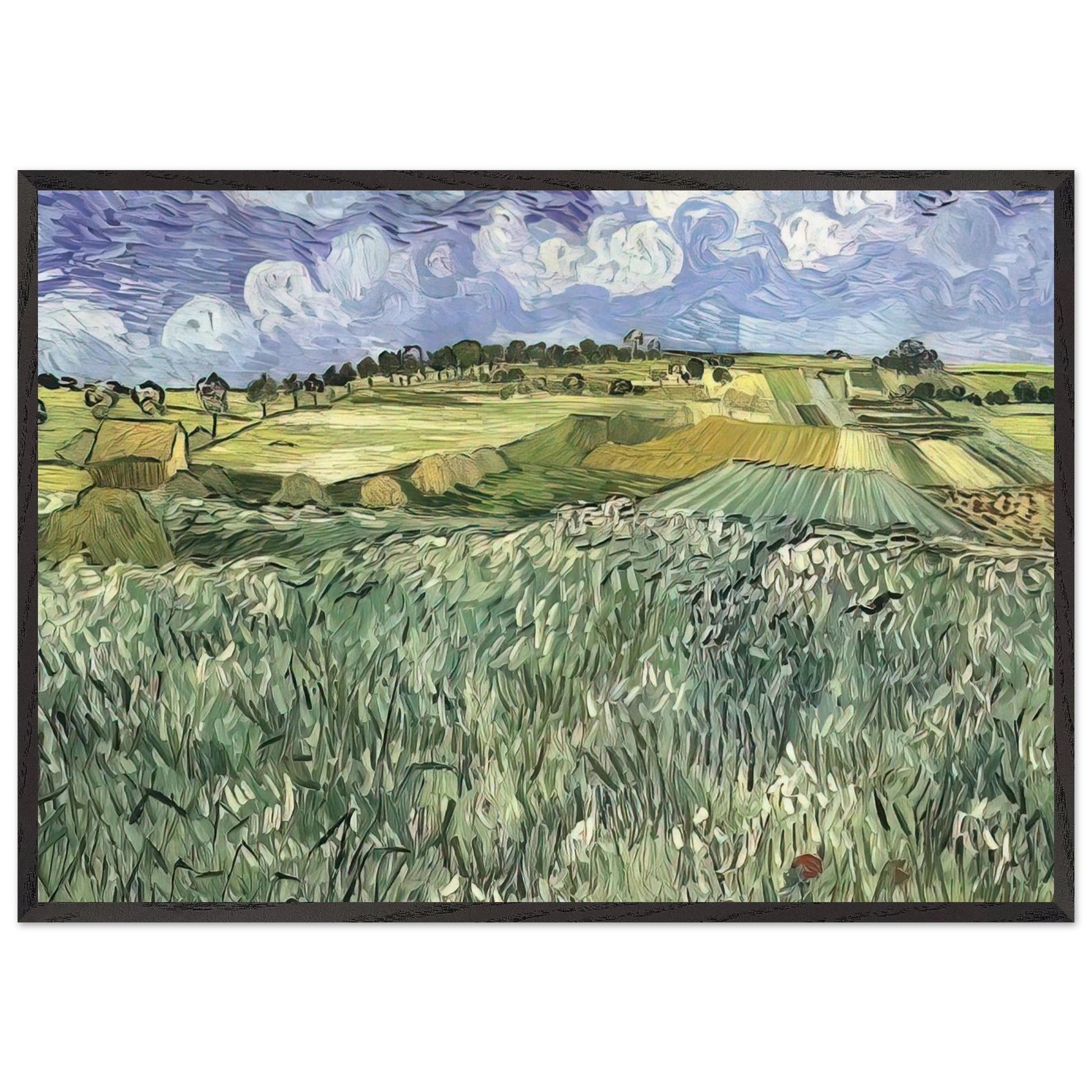 Plain near Auvers - Vincent van Gogh Framed Art Print – Black Wooden Frame - Default Title - -Framed Art Print