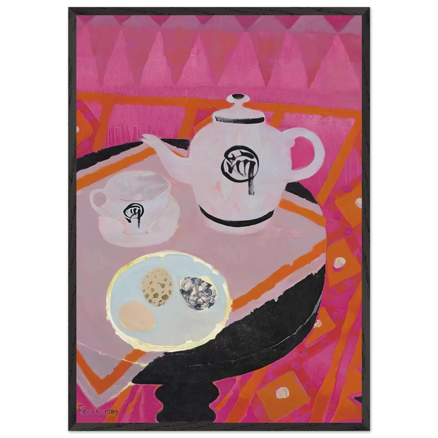 Chinese Teapot - 1989 - Mary Fedden Framed Art Print – Black Wooden Frame - Default Title - -Framed Art Print