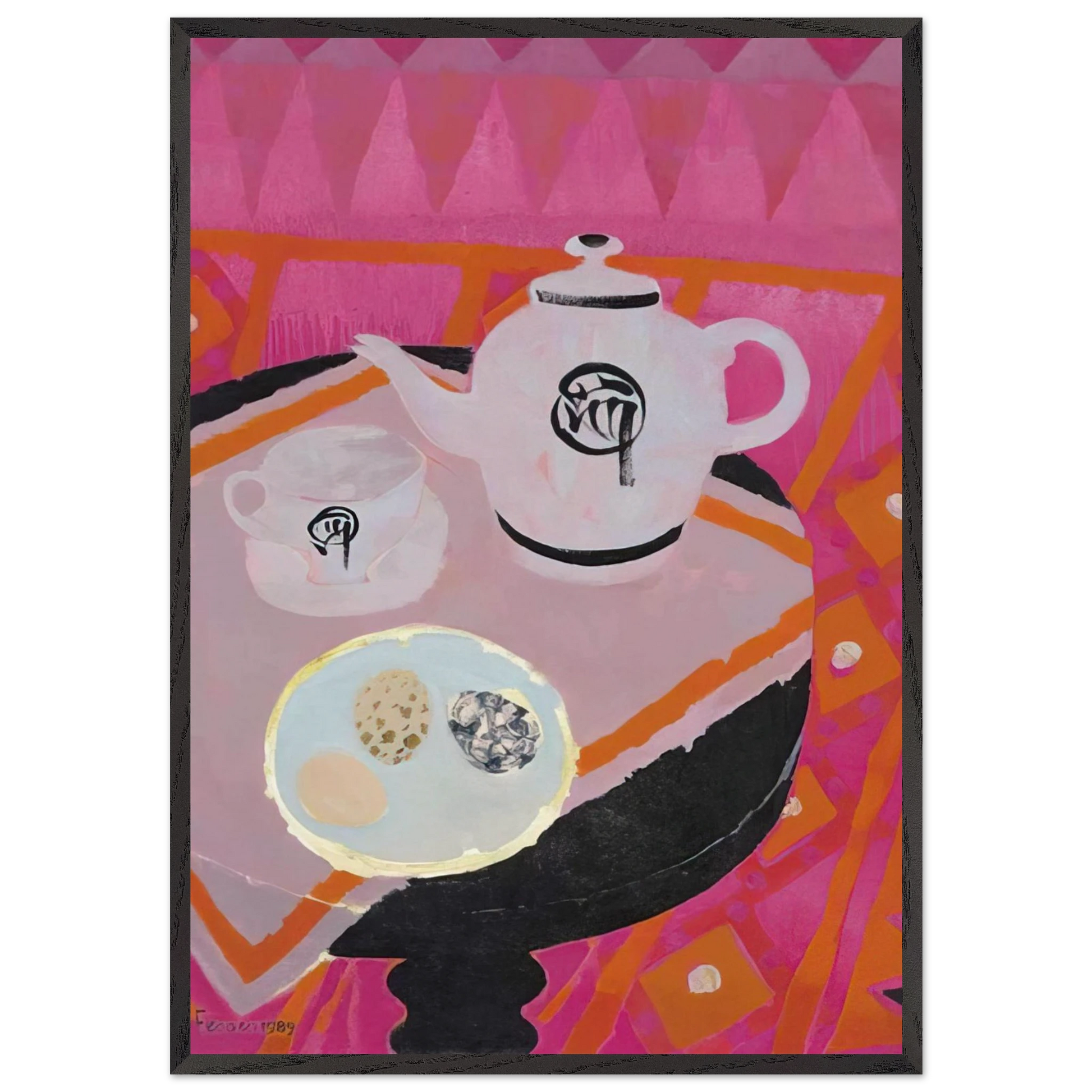 Chinese Teapot - 1989 - Mary Fedden Framed Art Print – Black Wooden Frame - Default Title - -Framed Art Print