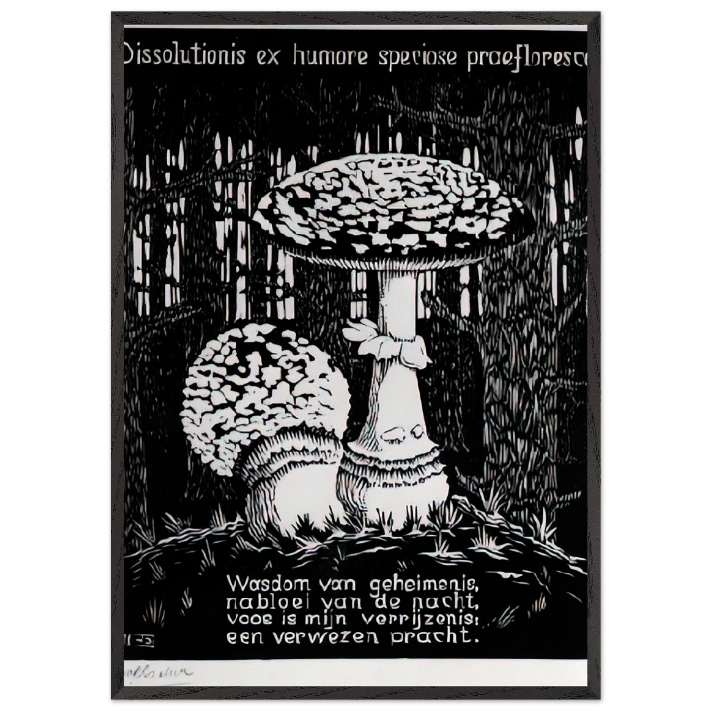 EMBLEMATA TOADSTOOL - MC Escher Framed Art Print – Black Wooden Frame - Default Title - -Framed Art Print