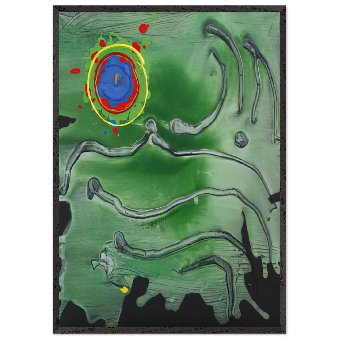 Green Sea Moon - 2006 - John Hoyland Framed Art Print – Black Wooden Frame - Default Title - -Framed Art Print