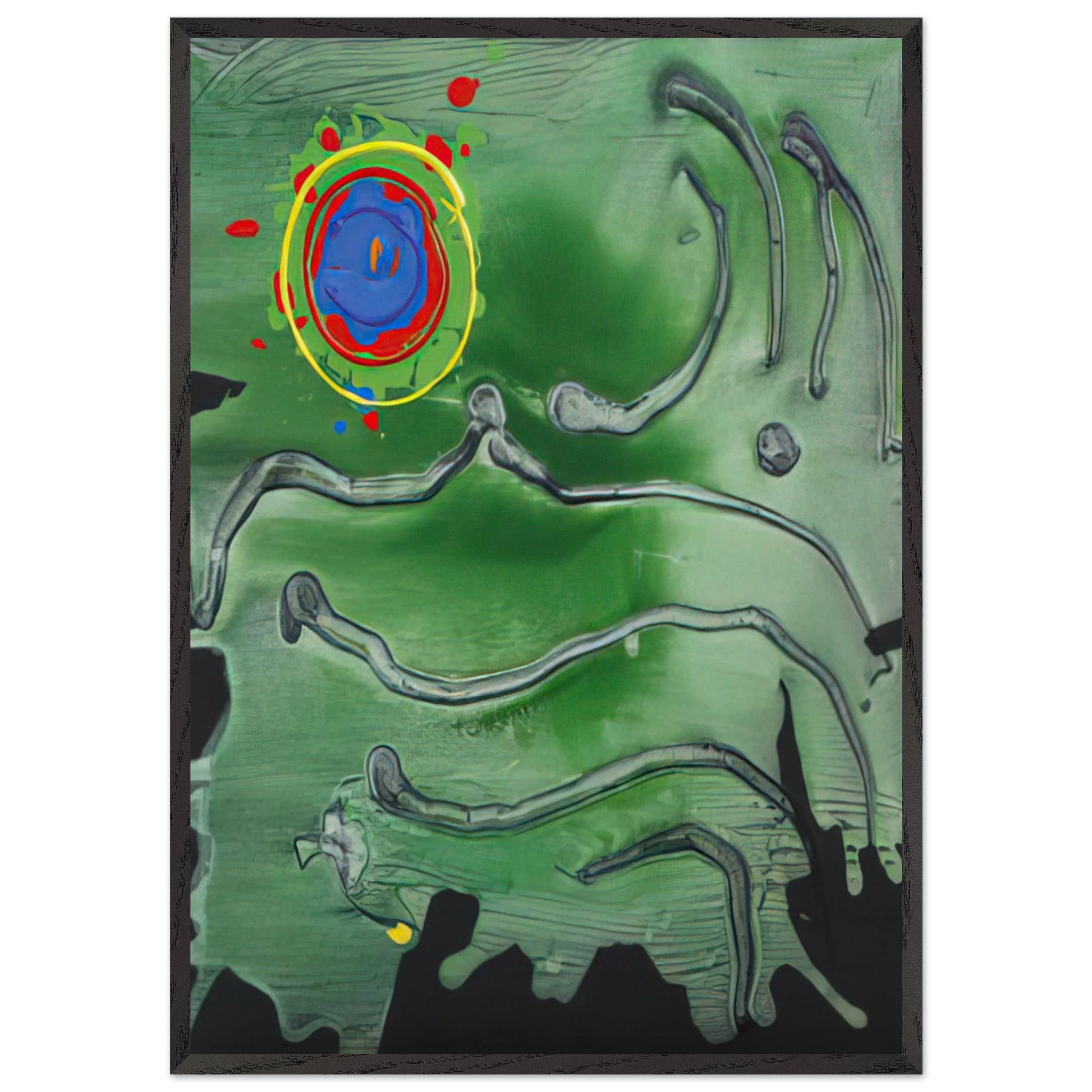 Green Sea Moon - 2006 - John Hoyland Framed Art Print – Black Wooden Frame - Default Title - -Framed Art Print