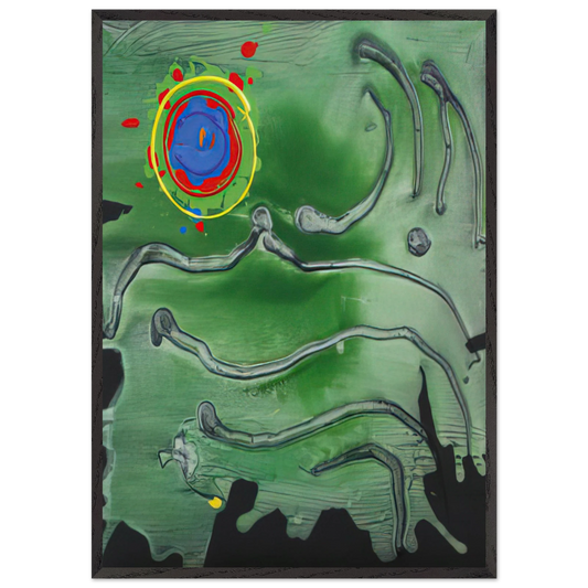 Green Sea Moon - 2006 - John Hoyland Framed Art Print – Black Wooden Frame - Default Title - -Framed Art Print