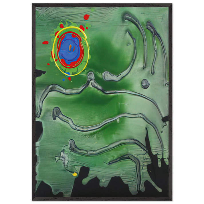 Green Sea Moon - 2006 - John Hoyland 70x100 cm / 28x40 inches Framed Art Print – Black Wooden Frame