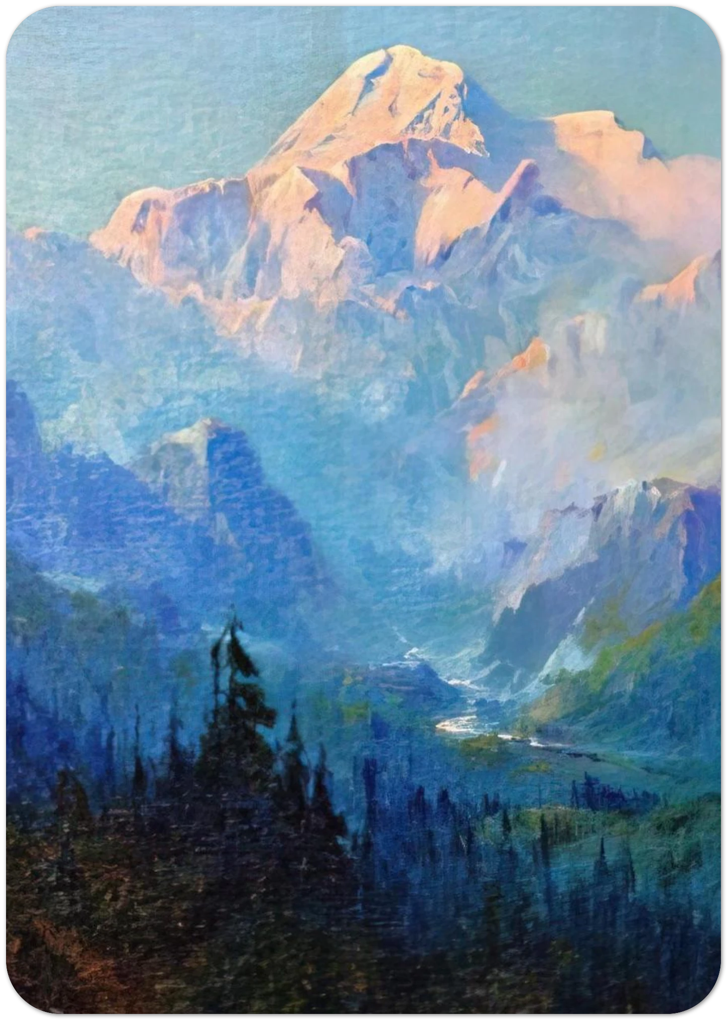 Mount McKinley, Sunset - Romanticism By Sydney Laurence Pack of 10 Post Cards | Sydney Laurence Post Cards | A6 (10.5 x 14.8 cm) - 4.1 x 5.8 inches