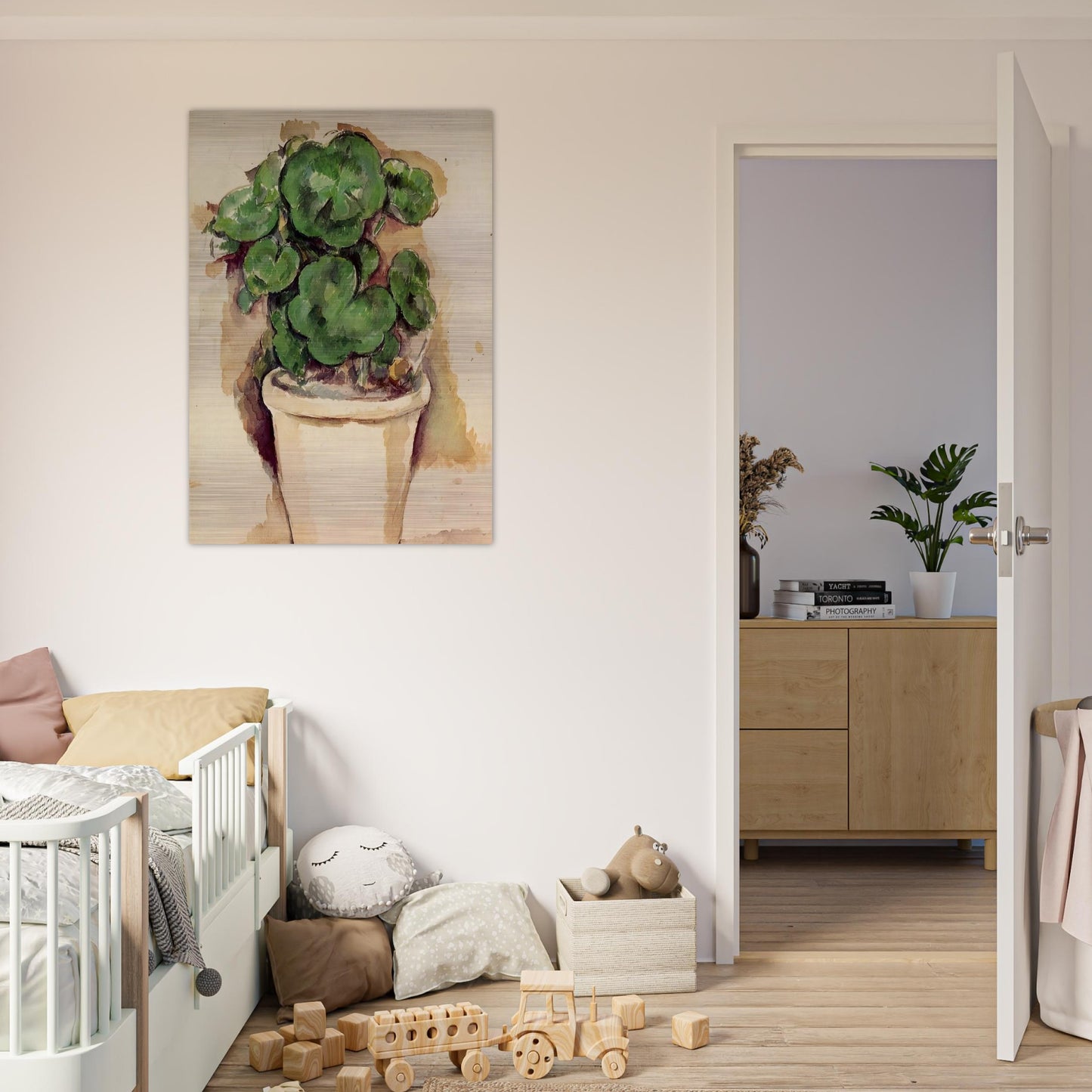 Pot of Geraniums - Paul Cézanne Brushed Aluminum Print - 70x100 cm / 28x40 inches | Paul Cézanne Aluminum Print | Paul Cézanne Prints