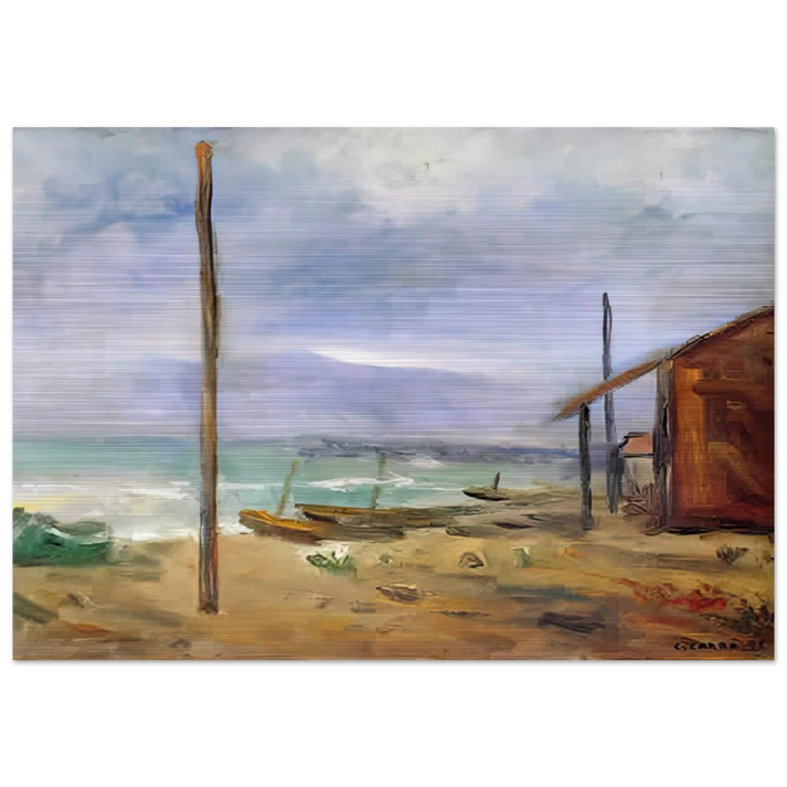 PIOGGIA AL MARE 1929 - Carlo Carra Brushed Aluminum Print - 70x100 cm / 28x40 inches | Carlo Carra Aluminum Print | Carlo Carra Prints