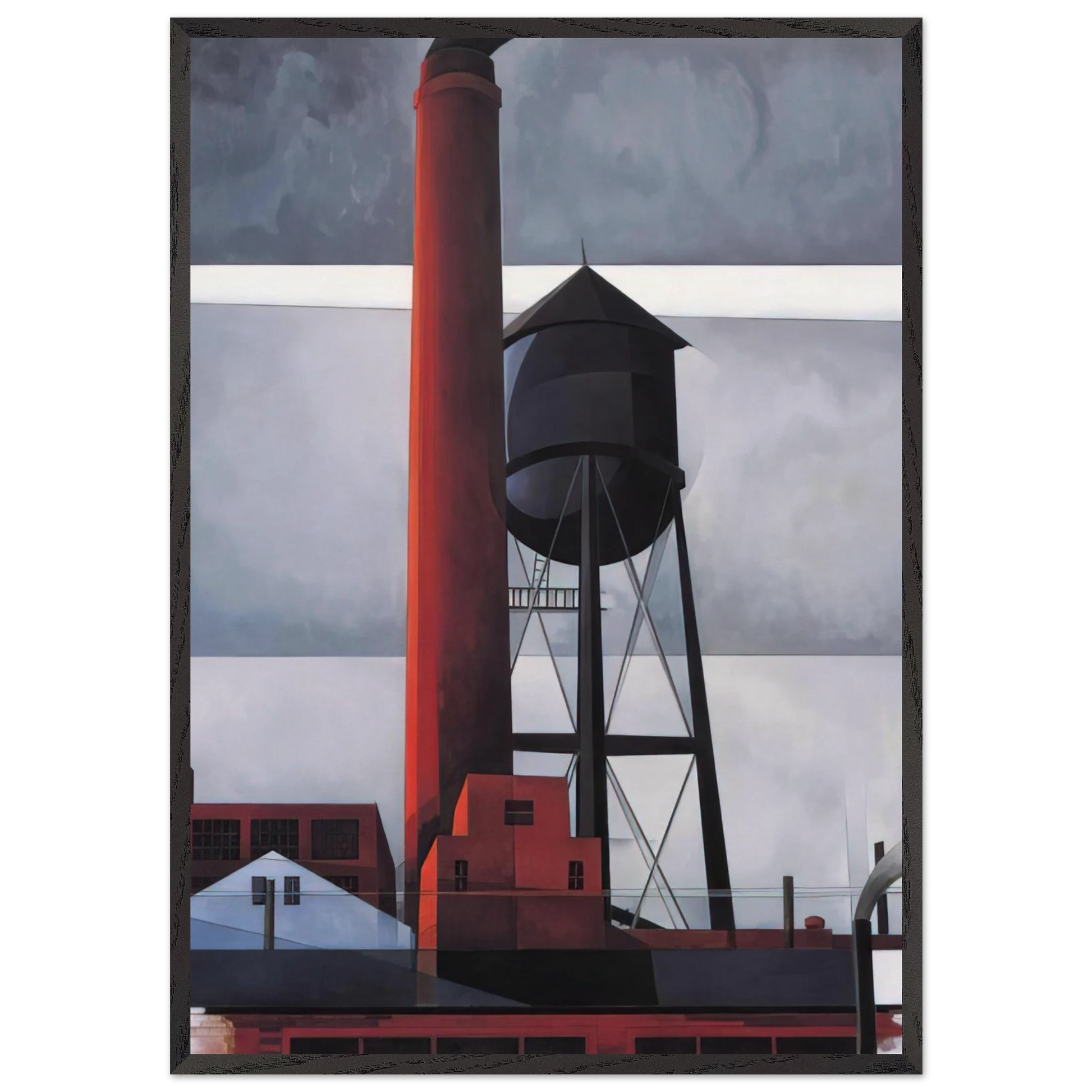 Chimney and Water Tower - 1931 - Charles Demuth Framed Art Print – Black Wooden Frame - Default Title - -Framed Art Print