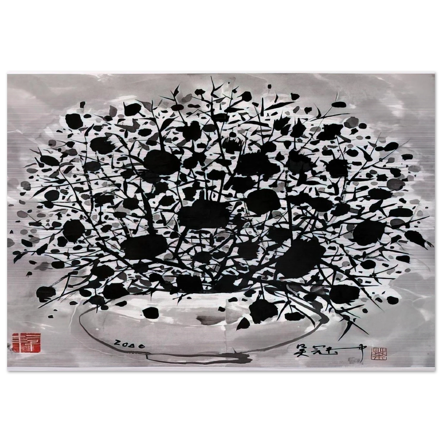 Flower - 2000 - Wu Guanzhong Brushed Aluminum Print - 70x100 cm / 28x40 inches | Wu Guanzhong Aluminum Print | Wu Guanzhong Prints