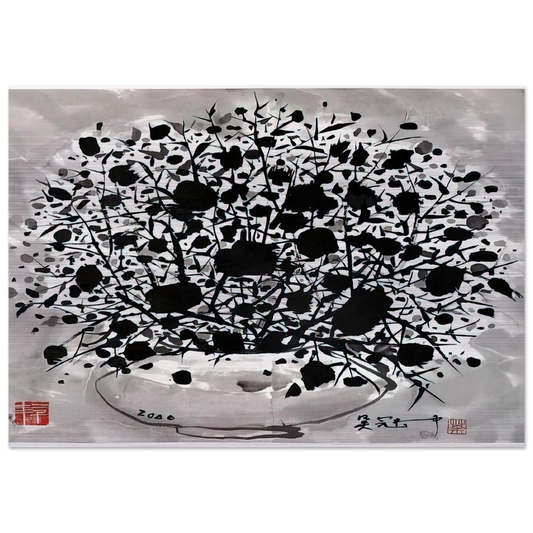 Flower - 2000 - Wu Guanzhong Brushed Aluminum Print - 70x100 cm / 28x40 inches | Wu Guanzhong Aluminum Print | Wu Guanzhong Prints