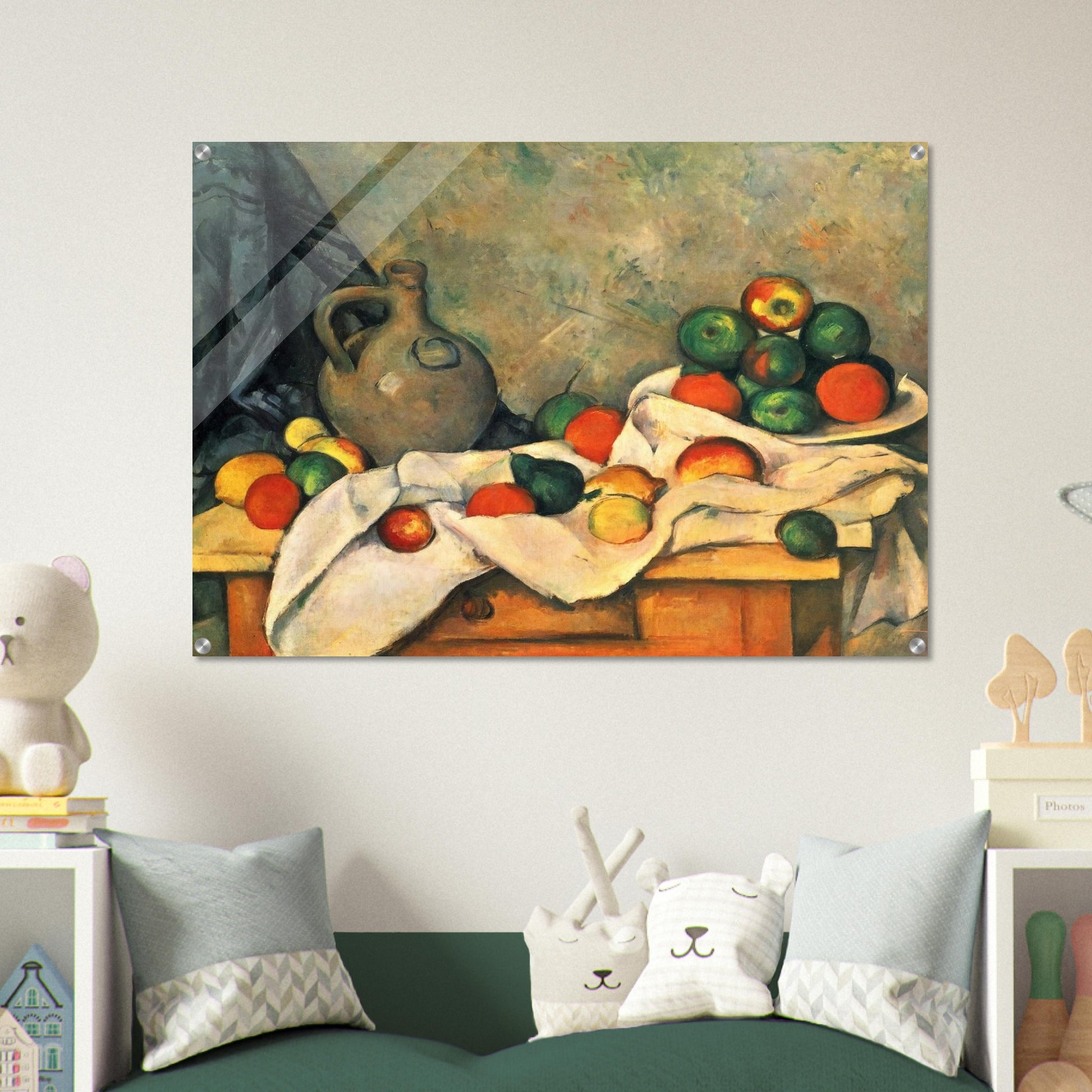Curtain, Jug and Fruit - Paul Cézanne Acrylic Print - 70x100 cm / 28x40″ inches