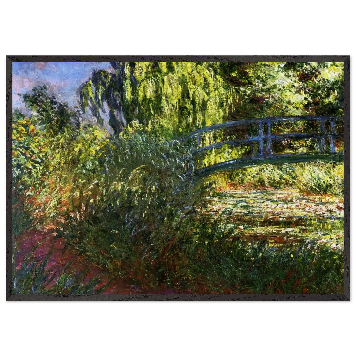 The Japanese Bridge The Water-Lily Pond and Path by the Water - claude monet Framed Art Print – Black Wooden Frame - Default Title - -Framed Art Print