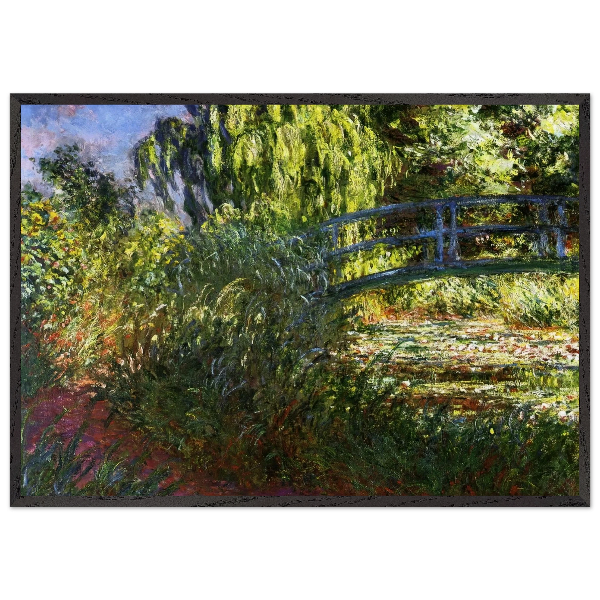 The Japanese Bridge The Water-Lily Pond and Path by the Water - claude monet Framed Art Print – Black Wooden Frame - Default Title - -Framed Art Print