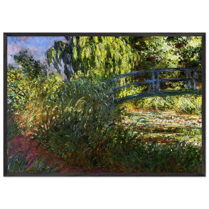 The Japanese Bridge The Water-Lily Pond and Path by the Water - claude monet 70x100 cm / 28x40 inches Framed Art Print – Black Wooden Frame