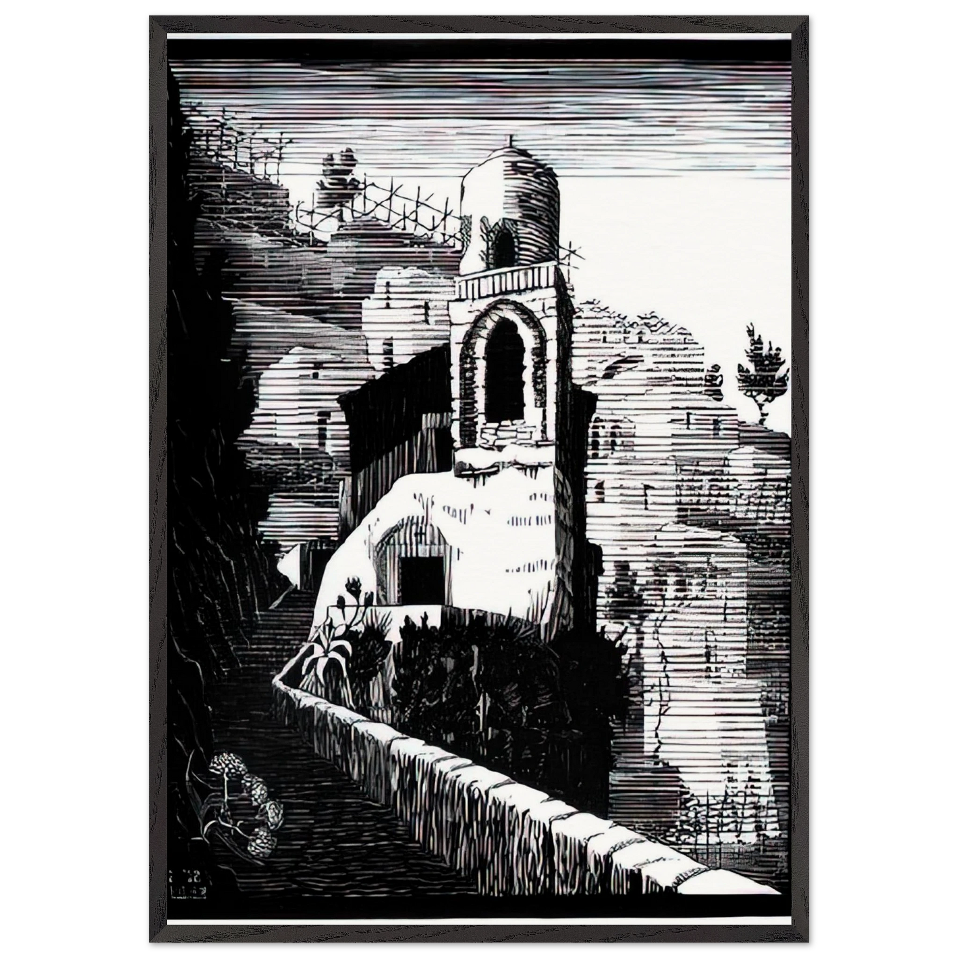 SAN GIOVANNI RAVELLO FEBRUARY 1932 1932 - MC Escher Framed Art Print – Black Wooden Frame - Default Title - -Framed Art Print