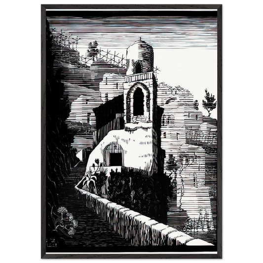 SAN GIOVANNI RAVELLO FEBRUARY 1932 1932 - MC Escher Framed Art Print – Black Wooden Frame - Default Title - -Framed Art Print