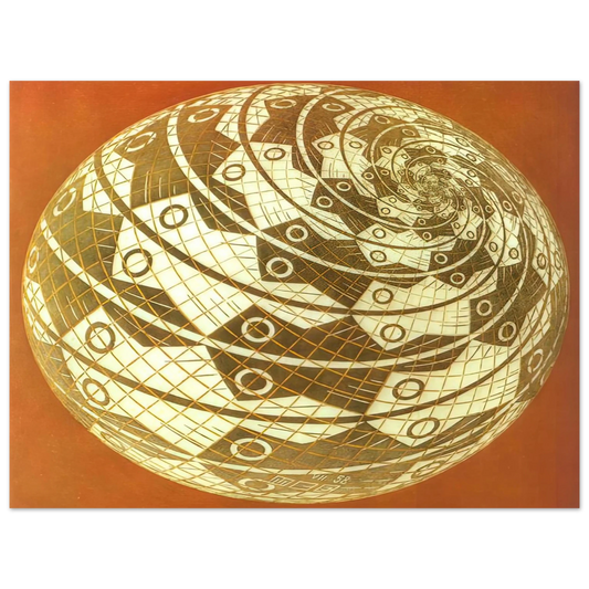 MC Escher - SPHERE SURFACE WITH FISHES COLOUR Wall Art - 21x29.7 cm / 8x12" - Fine Art Poster - -