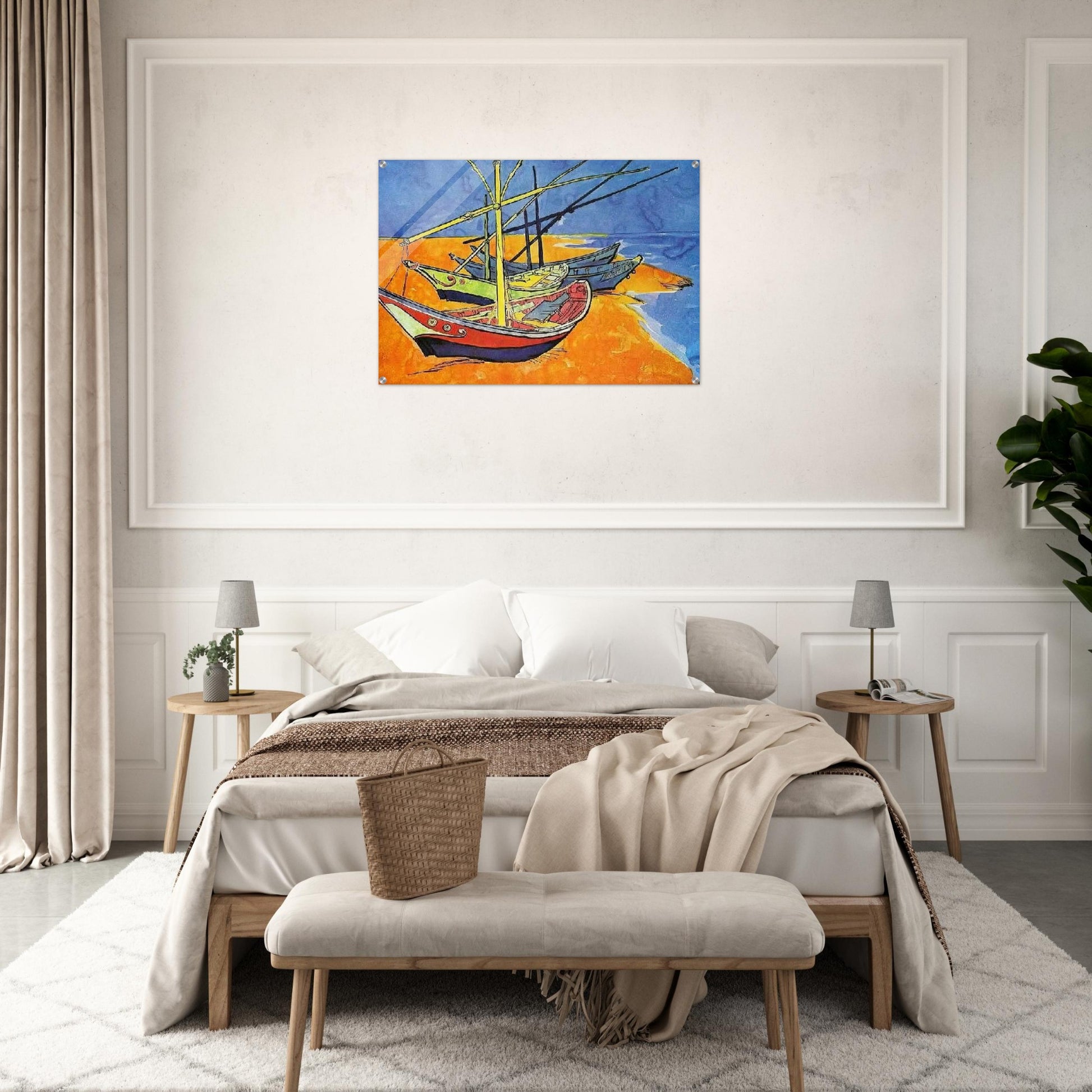 Fishing Boats on the Beach at Saintes-Maries-de-la-Mer - Vincent van Gogh Acrylic Print - 70x100 cm / 28x40″ inches