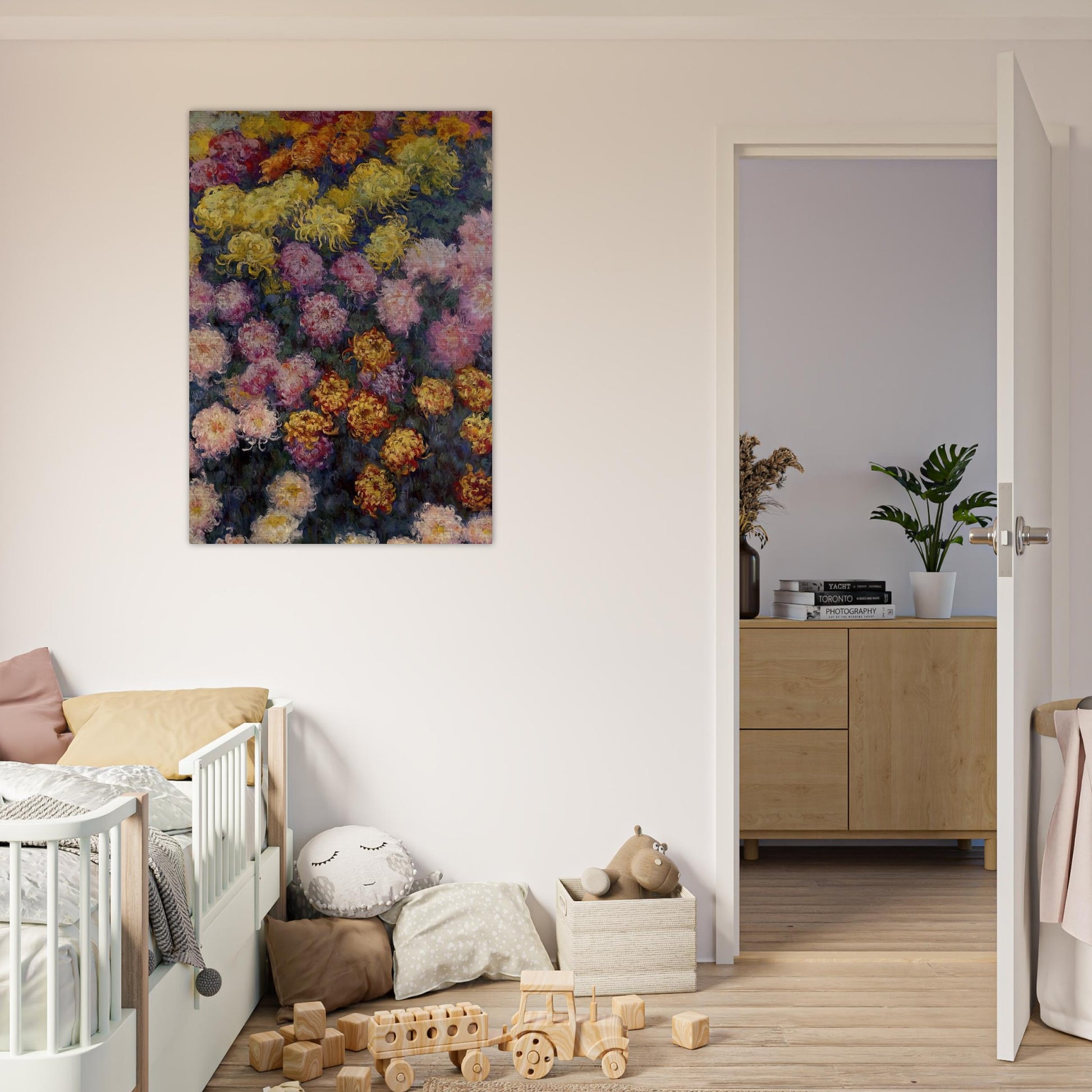 Bed of Chrysanthemums - claude monet Brushed Aluminum Print - 70x100 cm / 28x40 inches | claude monet Aluminum Print | claude monet Prints