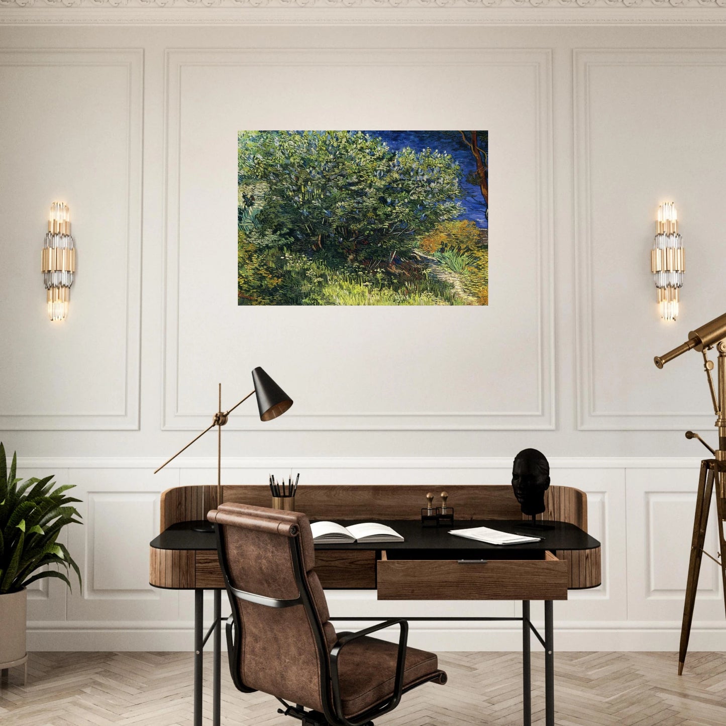Lilac Bush - Vincent van Gogh Brushed Aluminum Print - 70x100 cm / 28x40 inches | Vincent van Gogh Aluminum Print | Vincent van Gogh Prints