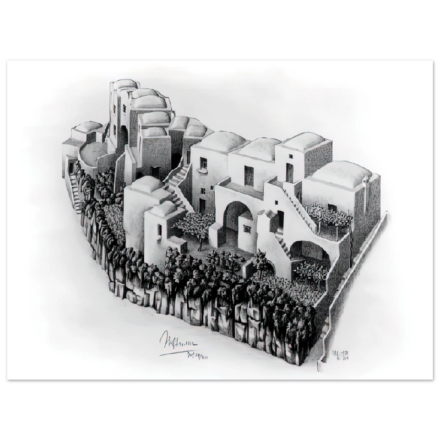 MC Escher - ESCHER (24) Wall Art - 60x80 cm / 24x32 inches - Premium Wooden Framed Poster With Fine Art Paper - White frame
