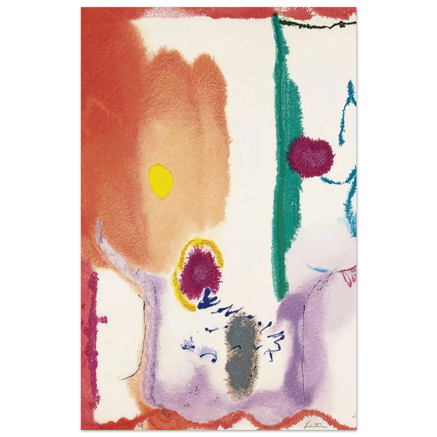 Helen Frankenthaler - Beginnings - 2002 Wall art - 45x60 cm / 18x24 inches - Premium Wooden Framed Poster With Fine Art Paper - White frame