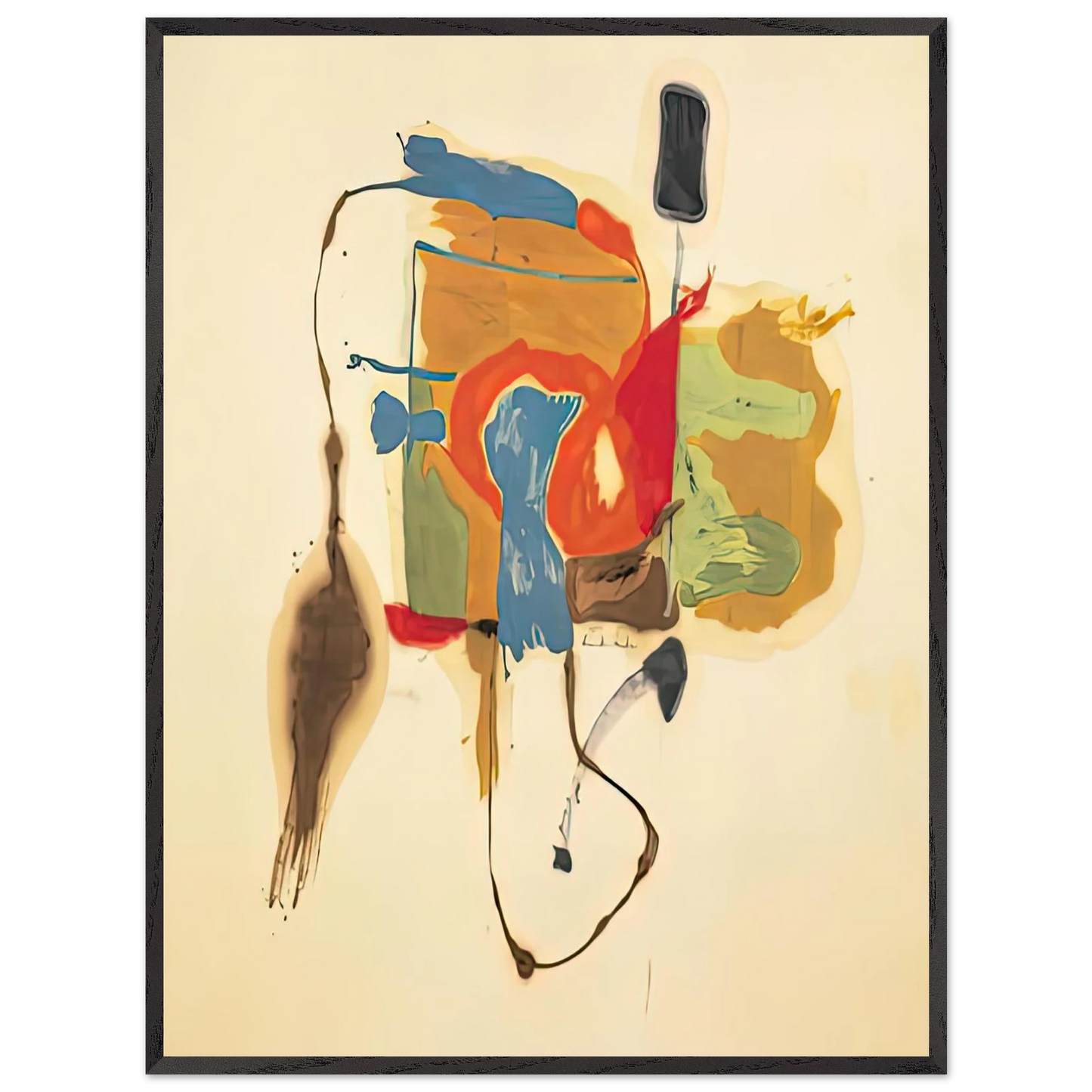 Helen Frankenthaler - Blue Form in a Scene, 1961- Wall Art - 21x29.7 cm / 8x12" - Premium Wooden Framed Poster With Fine Art Paper - Wood frame