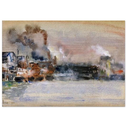 Portland Harbor - Childe Hassam Brushed Aluminum Print - 70x100 cm / 28x40 inches | Childe Hassam Aluminum Print | Childe Hassam Prints