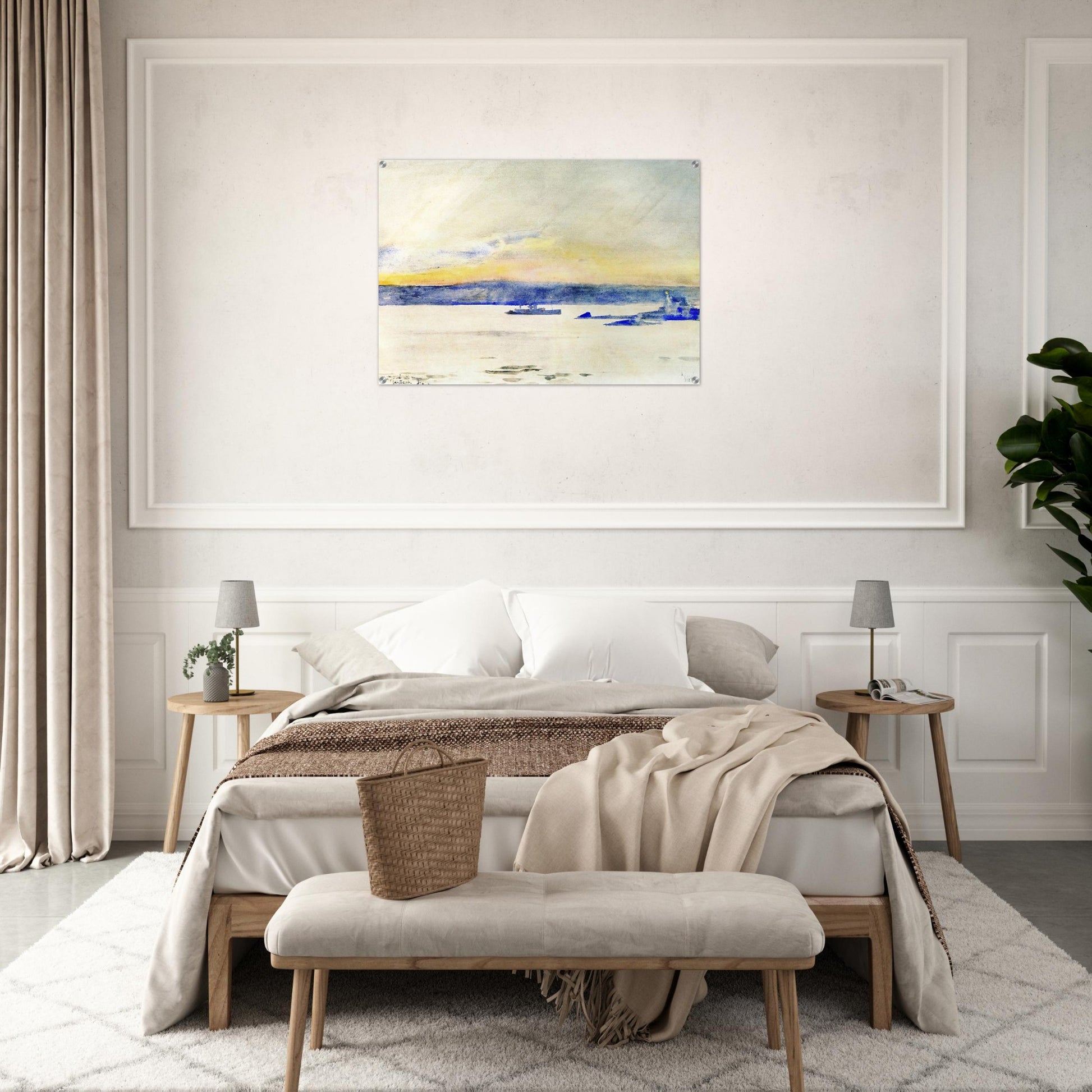 Afterglow, Gloucester Harbor aka Ten Pound Island LIght - Childe Hassam Acrylic Print - 70x100 cm / 28x40″ inches