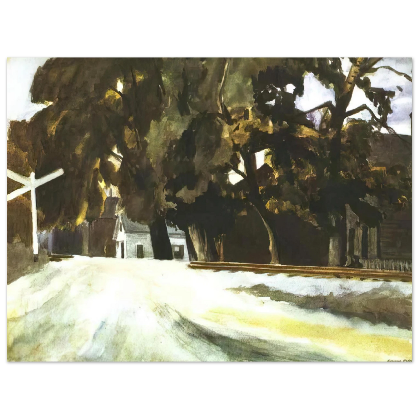 Edward Hopper - Railroad Crossing Fine Art Poster - 13x18 cm / 5x7 inches