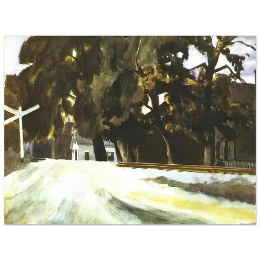Edward Hopper - Railroad Crossing Fine Art Poster - 13x18 cm / 5x7 inches
