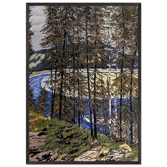 Synthetic Blue St John - 2000 - Neil Welliver Framed Art Print – Black Wooden Frame - Default Title - -Framed Art Print