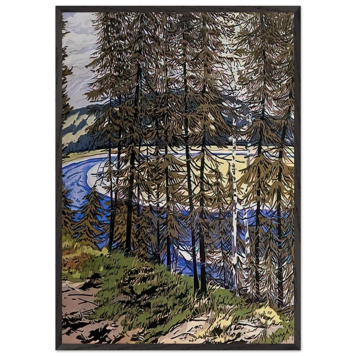 Synthetic Blue St John - 2000 - Neil Welliver 70x100 cm / 28x40 inches Framed Art Print – Black Wooden Frame