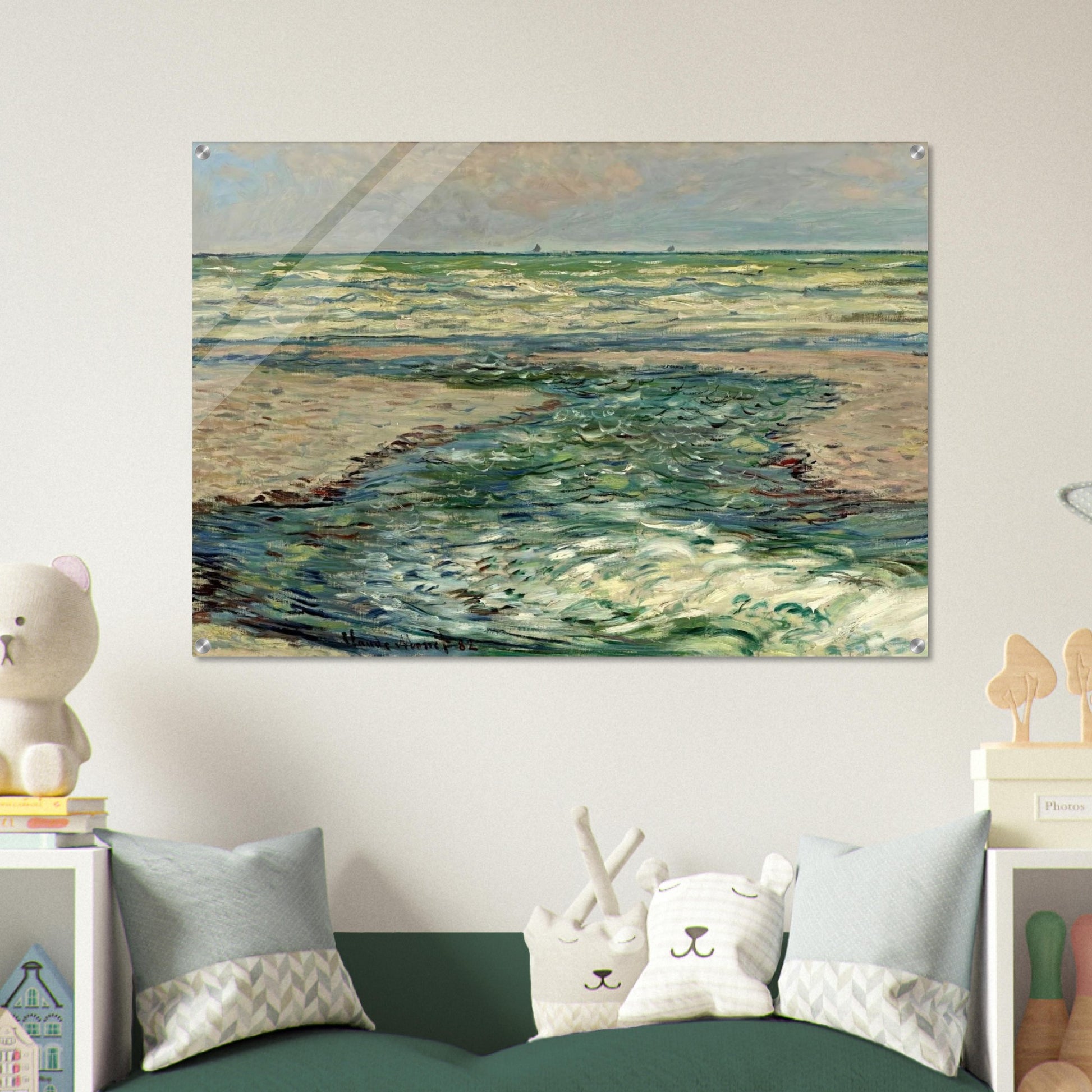 The Seacoast of Pourville, Low Tide - claude monet Acrylic Print - 70x100 cm / 28x40″ inches | claude monet Wall Art | claude monet Prints
