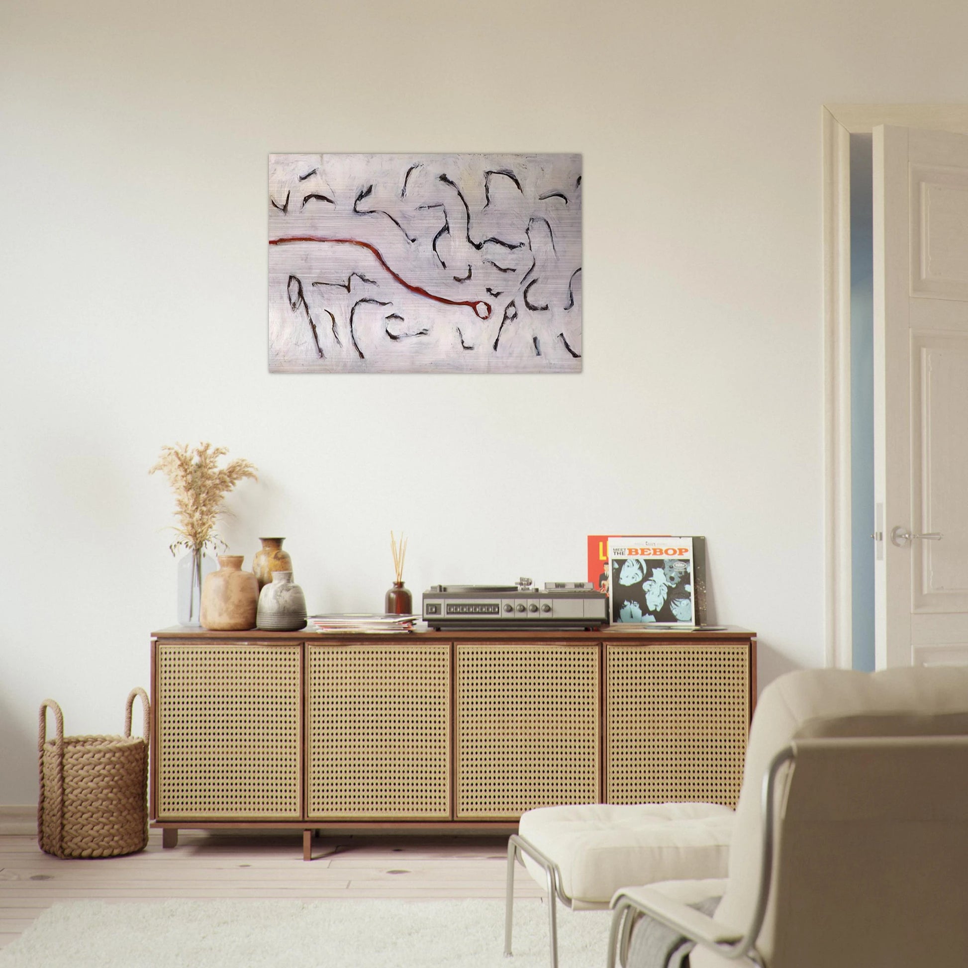 Red Line - 1952 - Gene Davis Brushed Aluminum Print - 70x100 cm / 28x40 inches | Gene Davis Aluminum Print | Gene Davis Prints