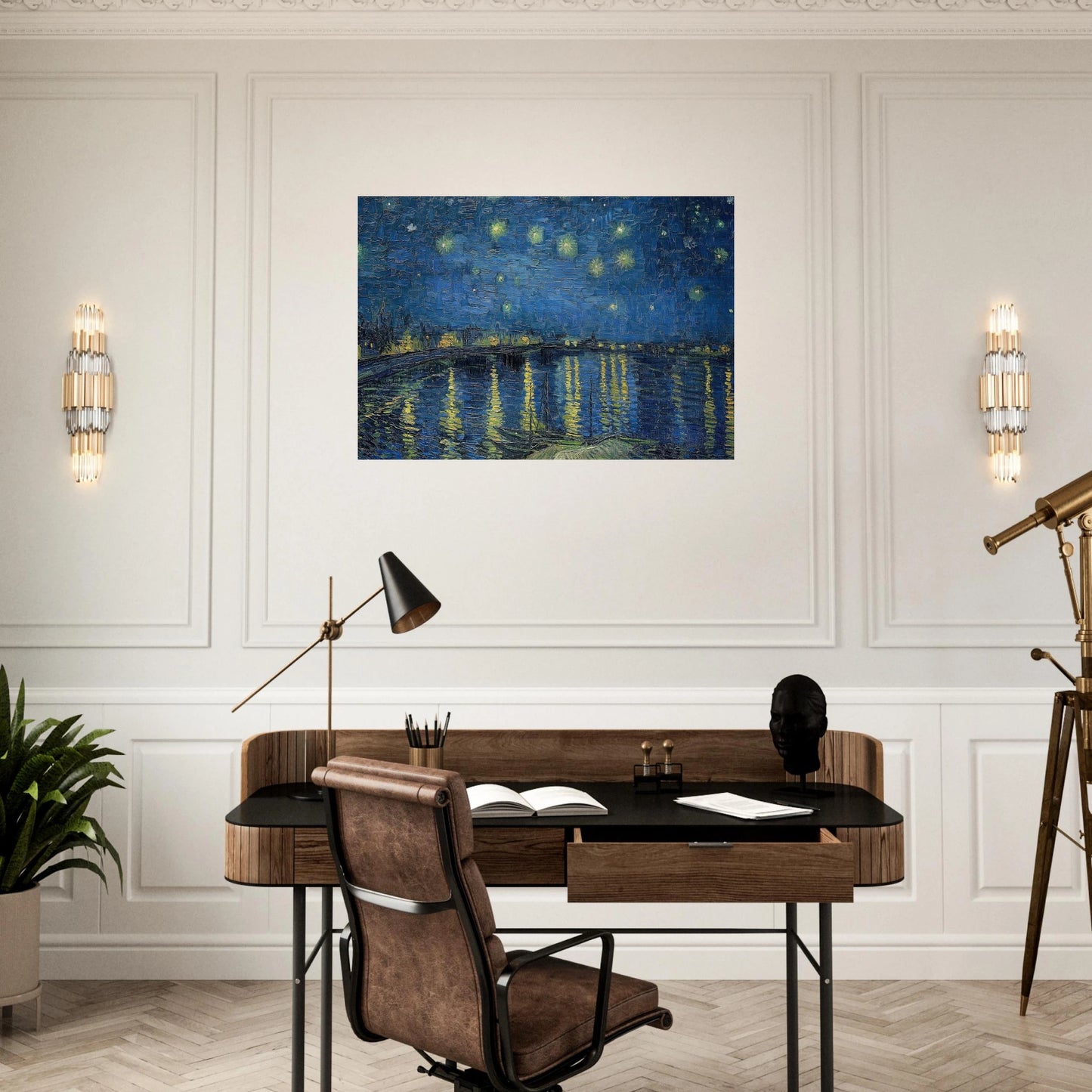 Starry Night Over the Rhone - Vincent van Gogh Brushed Aluminum Print - 70x100 cm / 28x40 inches | Vincent van Gogh Aluminum Print | Vincent van Gogh Prints
