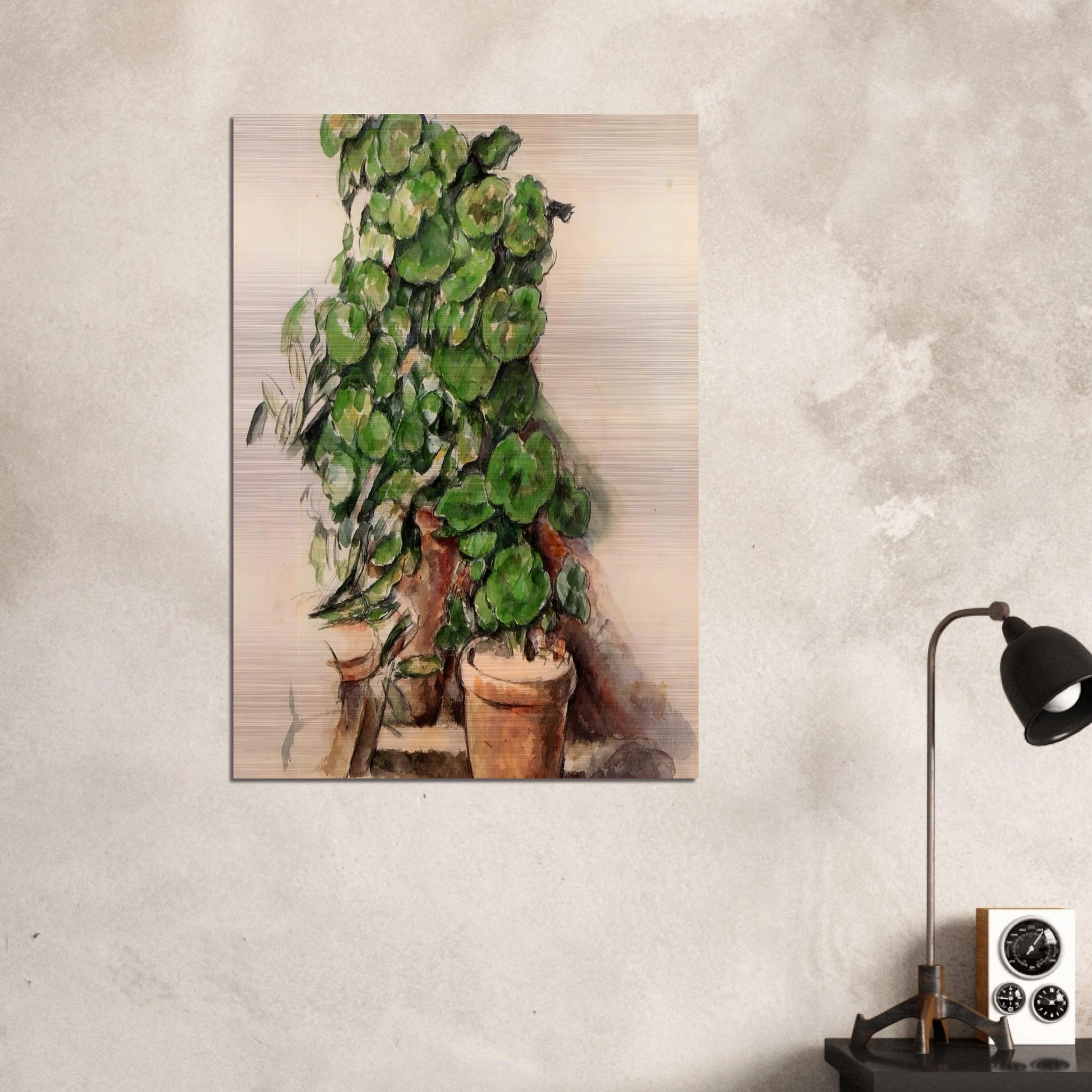 Pots of Geraniums - Paul Cézanne Brushed Aluminum Print - 70x100 cm / 28x40 inches | Paul Cézanne Aluminum Print | Paul Cézanne Prints